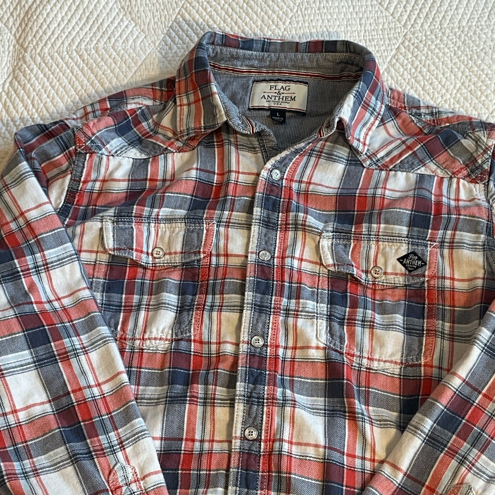 Flag & Anthem Men's Casual Plaid Button-Down Shirt
